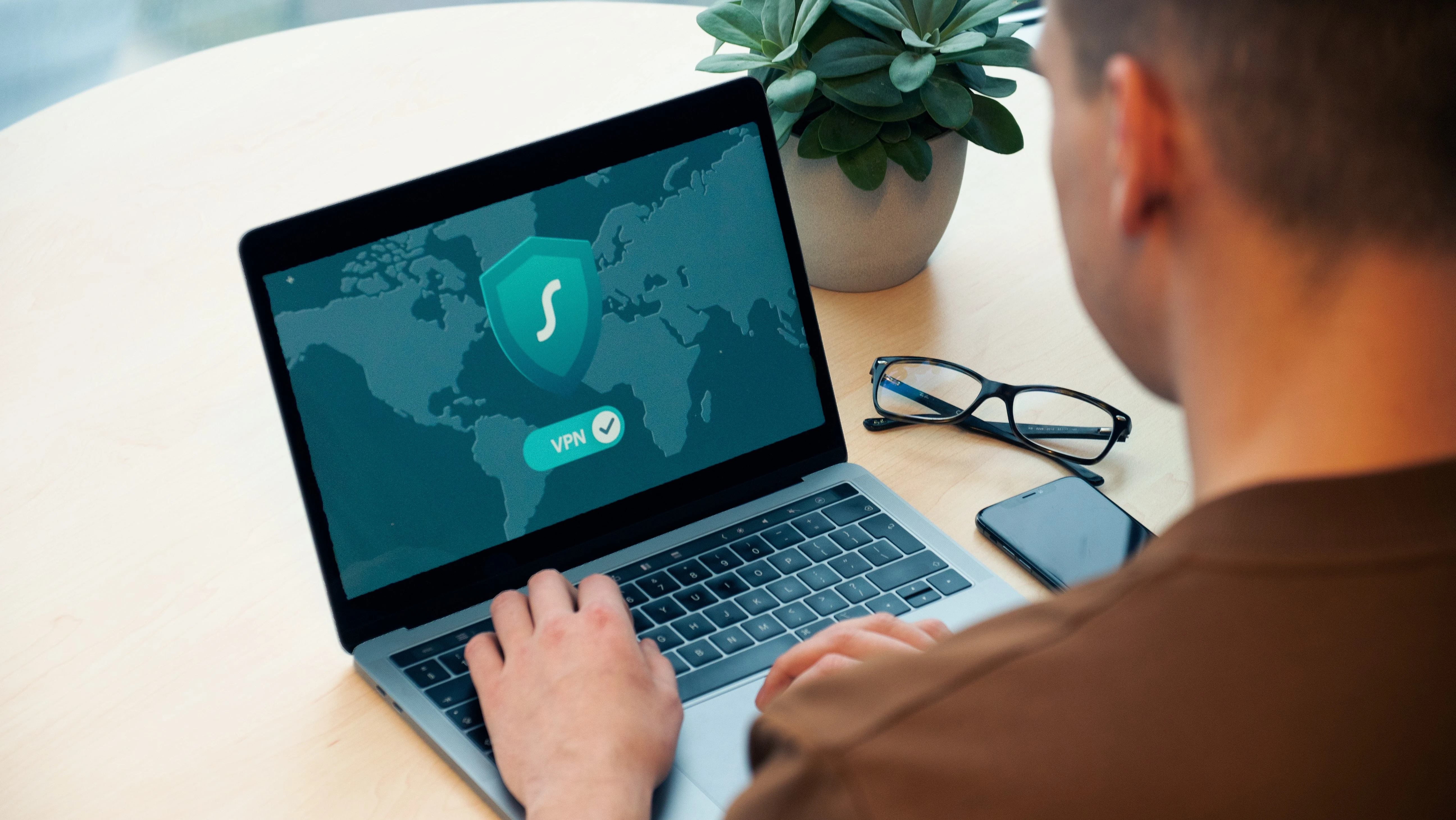 Cybersecurity. VPN on a laptop